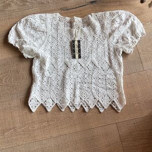 Ultra Pink Cream Lace Blouse